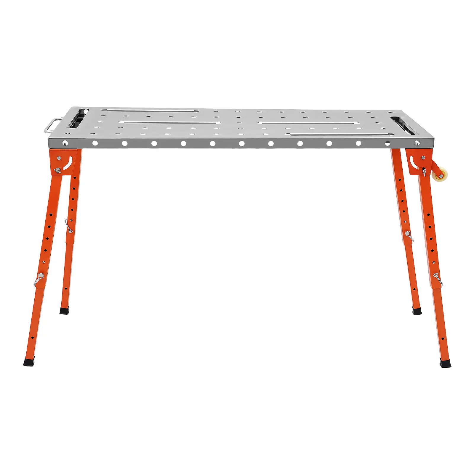 Portable Foldable Steel Welding Workbench Table, 46x18in, 13-21in (33-53.34cm) Adjustable Height, 1000 lbs Load Capacity, Precise Holes for Welding & Drilling, 17kg Weight, for Workshop Garage Use, Father Gift