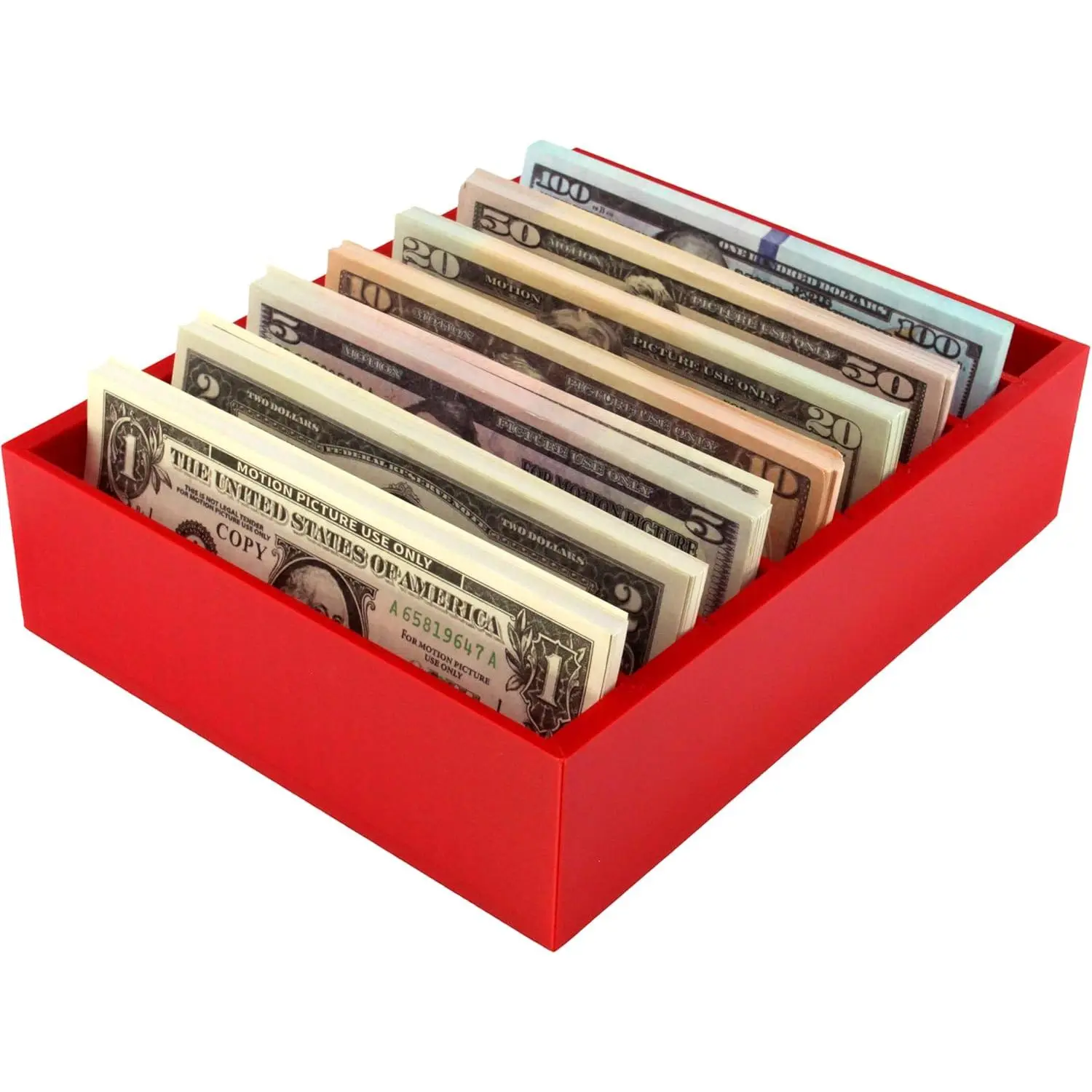 Money Organizer for Cash – 8 Compartment Money Holder, Cash Organizer, Cash Holder, Cash Divider Box, Cash Tray (Red)