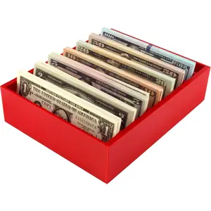 Money Organizer for Cash – 8 Compartment Money Holder, Cash Organizer, Cash Holder, Cash Divider Box, Cash Tray (Red)