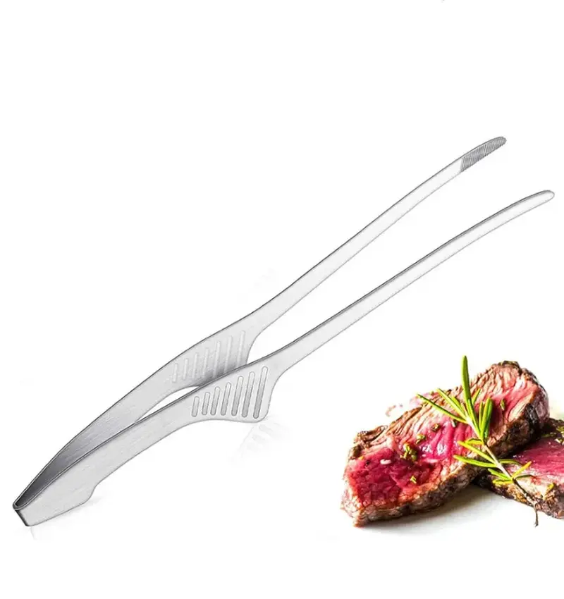 BBQ Tongs Non Slip Cooking Utensils Stainless Steel Tongs for Serving Food, Salad, Camping, Barbecue, Buffet NONE
