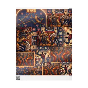 Victorian Christmas Americana collage Wrapping Paper | Patriotic vintage print | Eddie Barnes Influenced