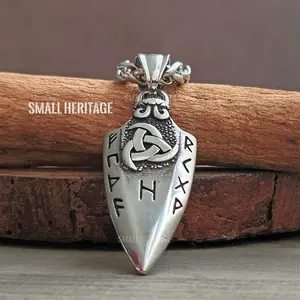 Viking Spear Necklace Stainless Steel Pendant Chain Amulet