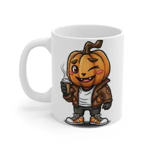 It's Spice Time! Cute Pumpkin Character Mug - Fall Decor, Halloween Gift, Pumpkin Spice Lover, Cozy Kitchen, Cartoon Mug