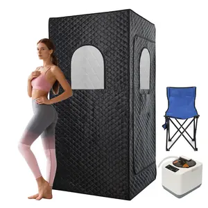 Upgraded 1200W Portable Home Steam Sauna Kit 3L Personal Sauna with Remote Control & Blue Chair for Relaxation Detoxification