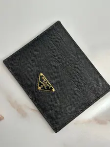 Pre-owned LEATHER Small Leather Goods Prada black Saffiano cardholder