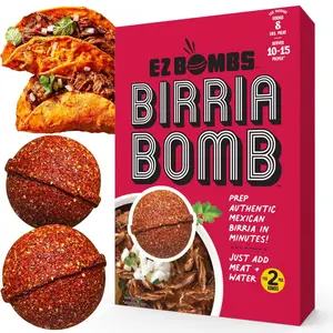 EZ Bombs Birria Bomb Seasoning, Pack of 2 – Authentic Mexican Spice Mix for Tacos, Burritos, Nachos, and Quesadillas – Made with Real Chiles, Herbs, and Spices for Quick and Flavorful Meals