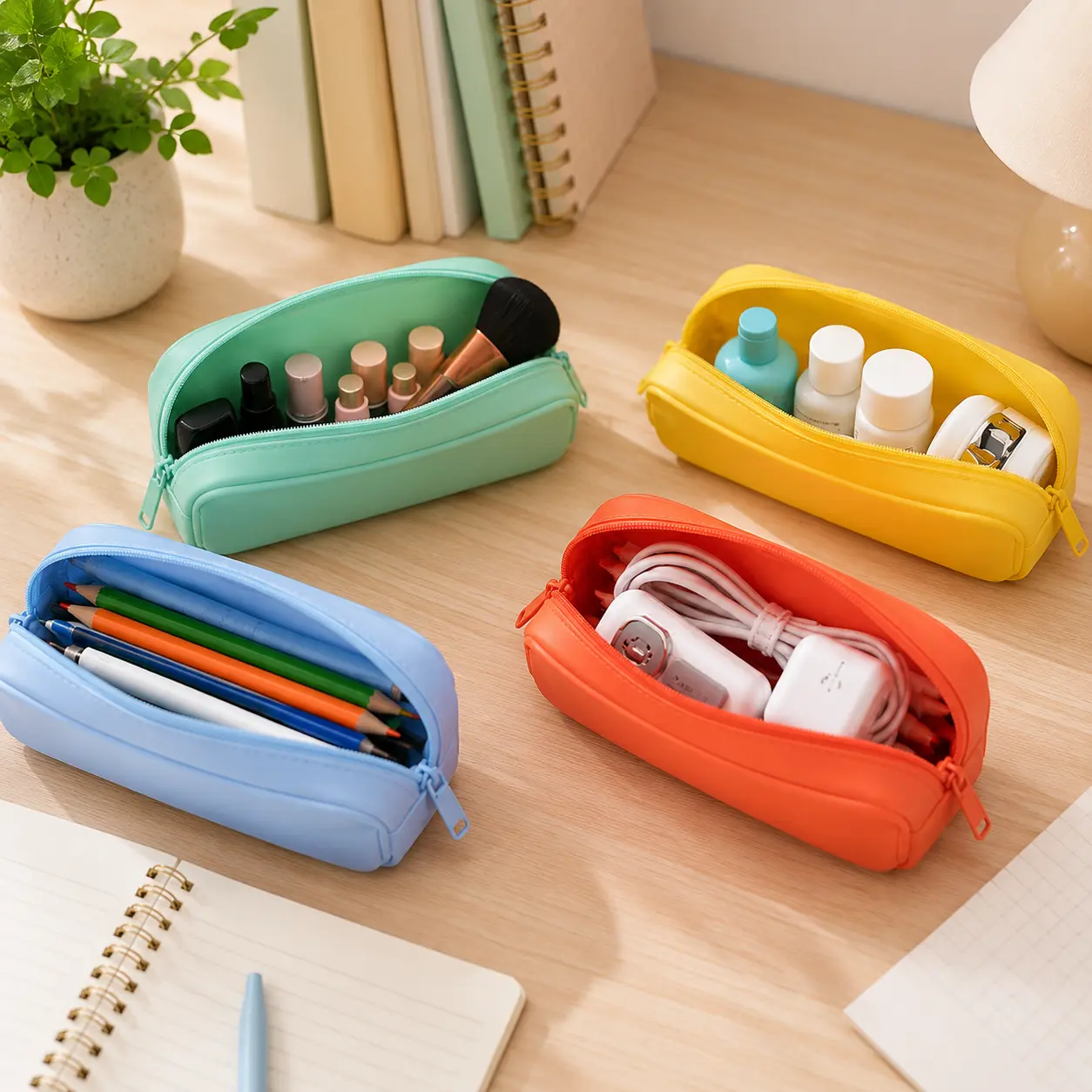 Silicone Pencil Box, Flexible Pen Case for School and Office, Soft Stationery Organizer for Desk and Backpack