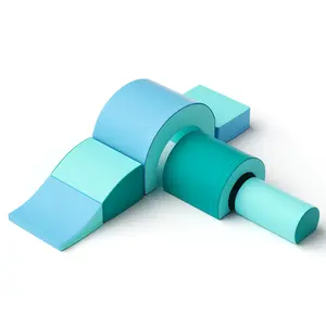 Children's Soft Climbing and Sliding Tunnel Combination Building Blocks - Model JM313- Five piece Set light blue