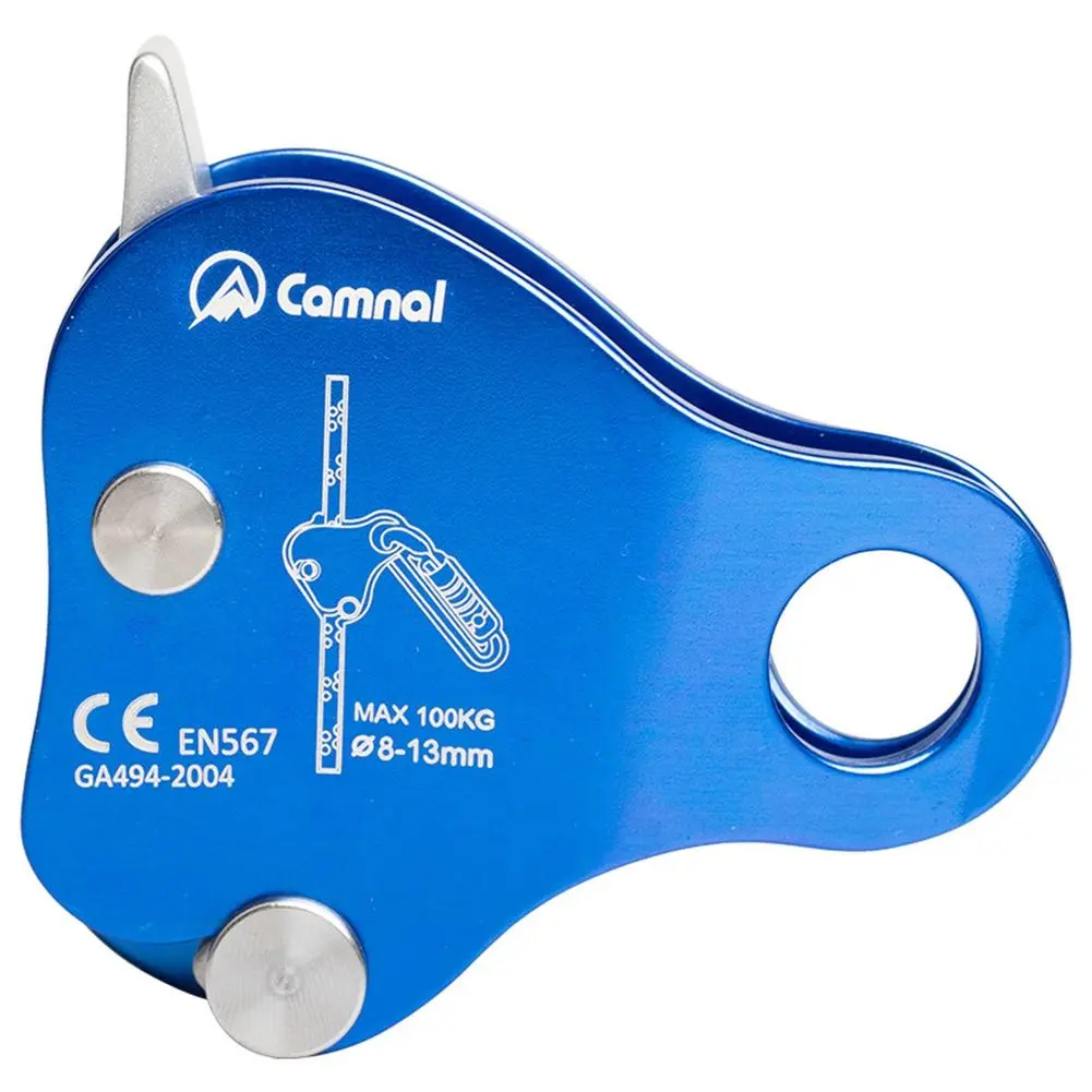 Compact Climbing Ascender Rope Grab, Durable Anodized Aviation Aluminum Rigging Device for Tree Climbing, Fits 8-13mm Single Rope, 220 lb Capacity, Blue, 7075 Aviation Aluminum, 76 X 74Mm