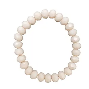 Neutral Cream Faceted Rondelle 8mm Bracelet