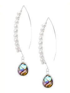 Sterling Silver Abalone & Freshwater Pearl Threader Earrings