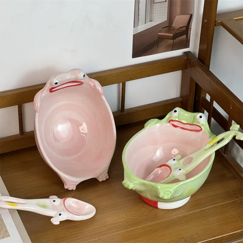 Unique Frog Bowl, Large Capacity Ceramic Dessert Bowl, Serving Bowl, Abstract Design, Perfect Gift for Friends, Quirky Dinnerware, Ceramic Dish, Ceramic Salad Bowls, Ceramic Food Bowl
