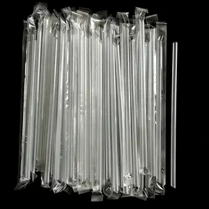 Straws [200 Count] 7.48inch Clear Straws  Straws Disposable Plastic Drinking Milk Straws, Individually Wrapped,  Pointed Tip