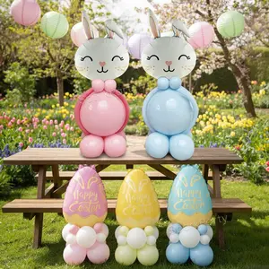 Easter Party Decoration Balloons Set, Balloon Party Supplies, Balloon Kit, 63pcs Bunny Aluminum Foil Balloons, 18inch Latex Balloons, Spring Outdoor Party Props