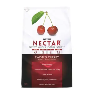 Syntrax Nutrition Nectar 100% Whey Protein Isolate Twisted Cherry Flavor 2 lbs 23g Protein per Serving Lactose Gluten Free Fitness Supplement for Muscle Recovery Growth