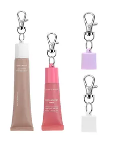 4 Counts,Portable Lip Balm Keychain, Lazy Portable Lip Glaze Silicone Replacement Buckle Cap Charms, Fashion Accessories for Women & Girls