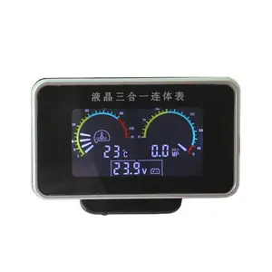 Modified LCD Three-In-One Gauge Set Water Temperature Voltage Oil Pressure Meter for Cars Trucks Engineering Vehicles Agricultural Equipment