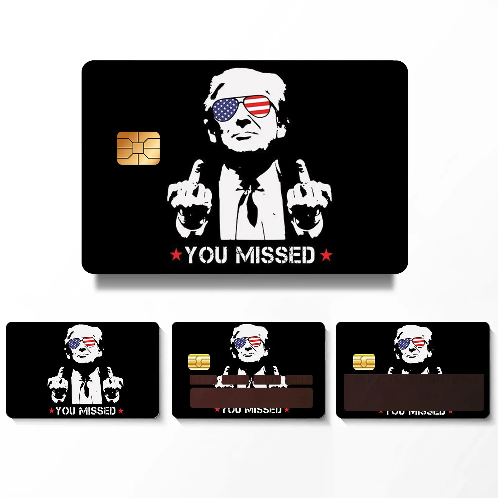 Trump Funny Debit Card Skin Cover Sticker - 4Pcs Credit Card Sticker Protecting & Personalizing Bank, EBT, Metro, Key Card debit credit