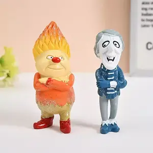 Anime figure sets of Snow Miser and Heat Miser as gifts, resin figure sets, Collectible figurine, classic anime style, multi-sized home decoration, warm and cool Christmas snowman, no power required, suitable for holiday table display