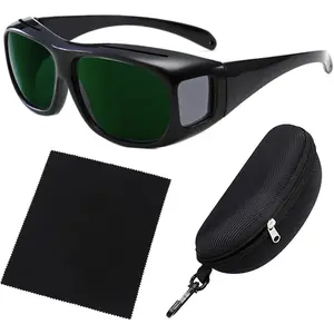 Welding Safety Glasses, UV Protection, Wrap-Around Design, Non-Slip Anti-Scratch UV Protection Laser Hair Removal Protective Glasses, Black, with Case and Cleaning Cloth