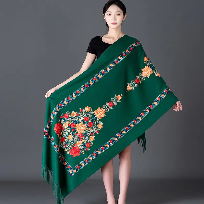 Embroidered Vase   Dark Green