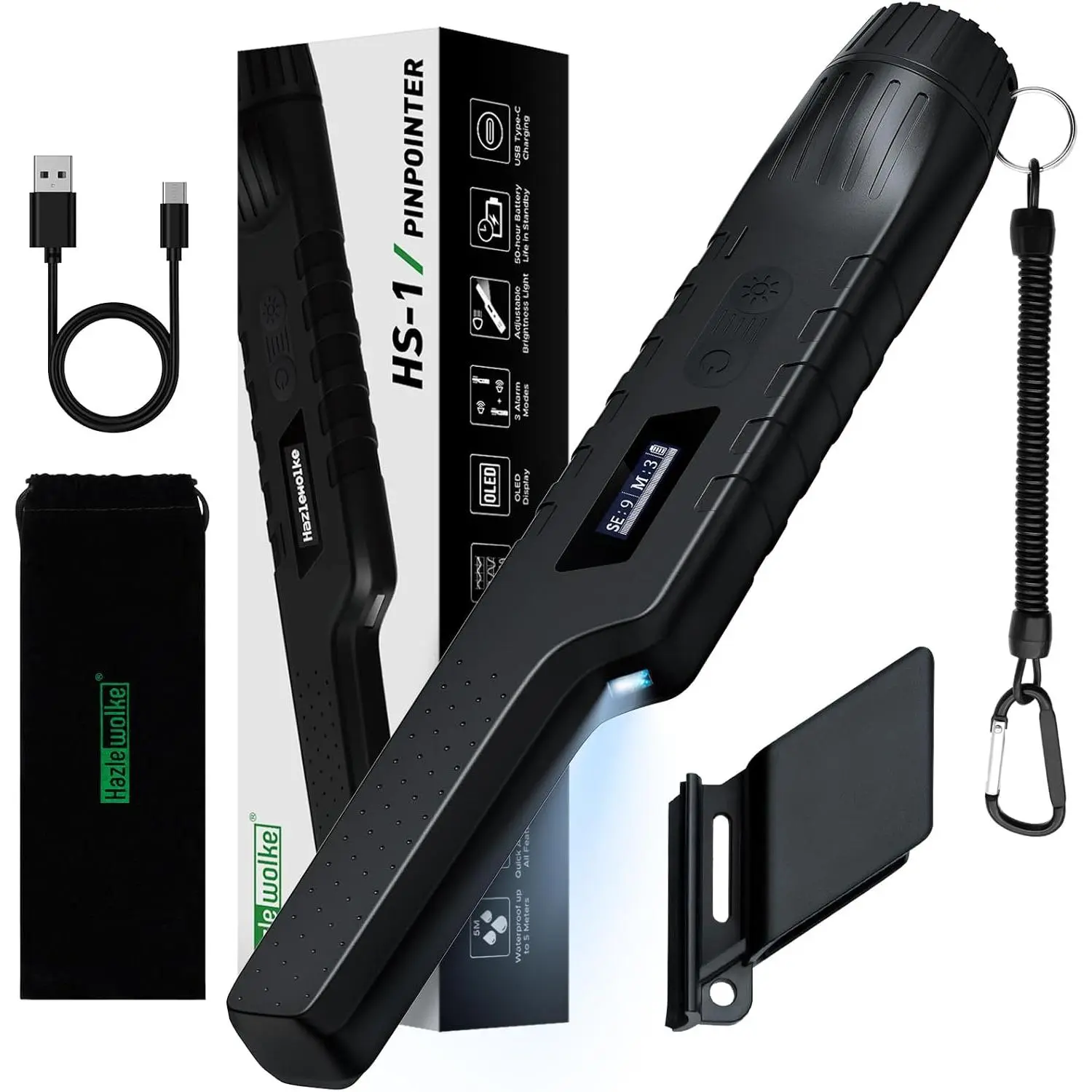 Rechargeable Metal Detector Pinpointer for Adults & Kids, Fully Waterproof Hand-held Metal Detectors Wand with One-Key Interference Elimination, Superhet-Tec Pin Pointer Metal Detector Accessories