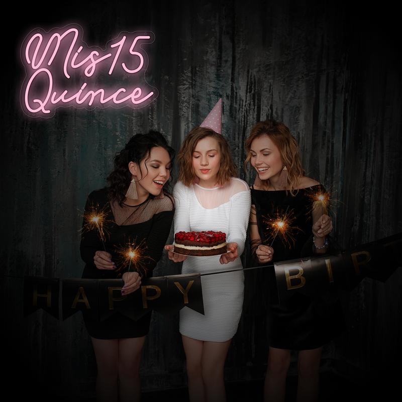 Mis15 Quinceanera-1pc Neon Light Sign Decor,Room Wall Deocr,Business Logo Sign,for Bedrom Livingroom Bathroom Club Bar Mancave Party Birthday Valentine Decoration,Best Gift for Teen Girls Boys,USB Powered.