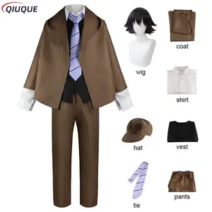 Edogawa Rampo Cosplay BSD Bungo Stray Dogs Cosplay Costume with Hat Women Men Detective Uniform Wig Party Role Play Suit Outfit