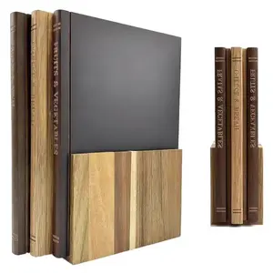 Acacia Wood Cutting Board Set, 3 Pcs Book Style Wooden Cutting Boards for Kitchen, Food Safe Chopping Board Set for Meat Vegetables Cheese Bread, Decorative Countertop Cutting Board with Space-Saving Storage