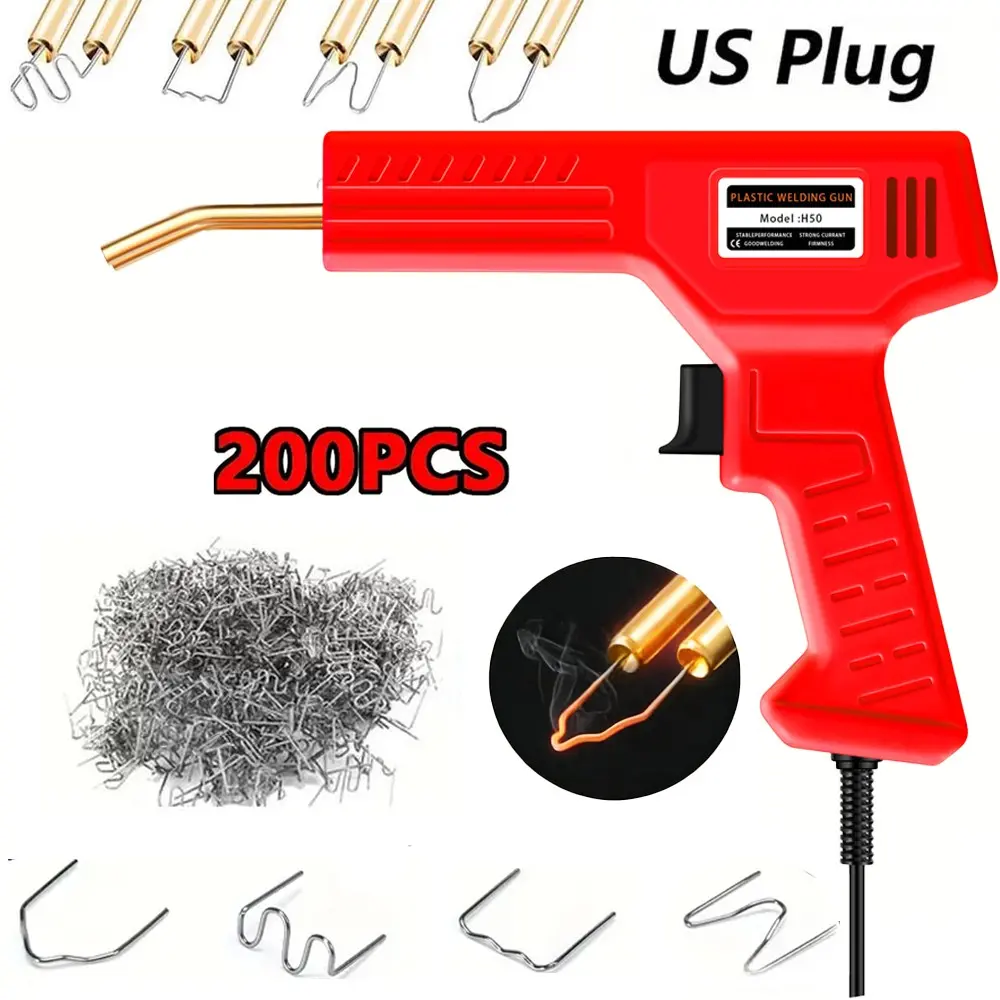Car Bumper Repair Plastic Welder, Auto Body Tools, Easy Fix with 200/600/1000pcs Pins, Ideal for DIY Projects, Home Use, Boat, Plastic Toys, Us Plug