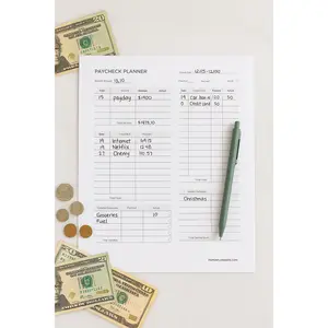 Paycheck Budget Planner Notepad - 26 Pay Period Tracker for Bills Savings & Weekly Check-Ins Money Organizer Pad Letter Size Thick Paper Double-Sided