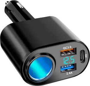 USB C Car Charger, PD 30W Type C Dual USB Fast Car Charger 90W Cigarrete Lighter Socket Adapter Compatible with iPhone 16 Pro Max Plus 15 14 13 XS Samsung GPS