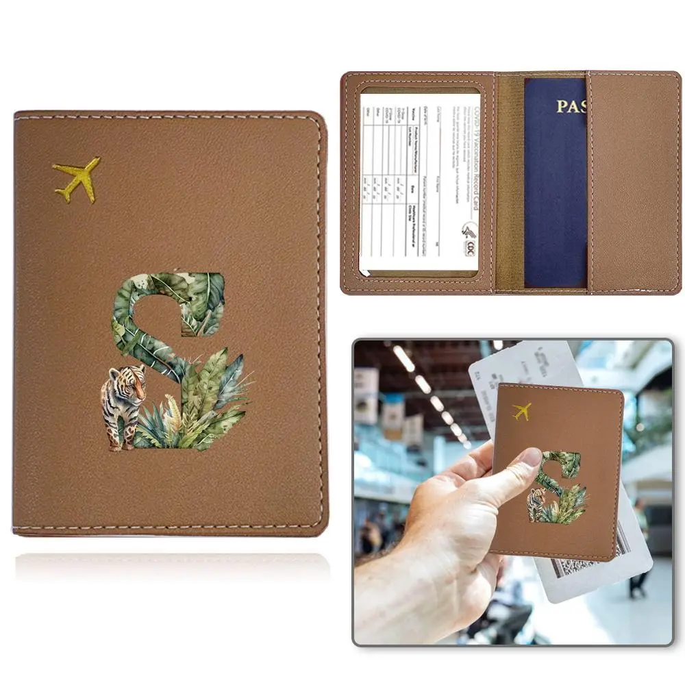 Letter Pattern PU Leather Passport Holder, Slim Travel Wallet, Lightweight Design Travel Accessory, Initial Name 26 Letters Retro Style Pattern