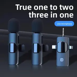 Pro Wireless Lapel Microphone System for One-to-One or One-to-Two Setups with Reverb Monitoring and Automatic Noise Reduction, Ideal for Video Live Streaming