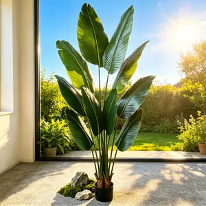 Mother's Day Gift | DLDA 5 Ft Bird of Paradise Artificial Plant 60 Inch UV Resistant Lifelike Fake Plant in Black Planter for Indoor Outdoor Tropical Home Decor Garden Ornaments - Decorative Decorative. tiktokshopspringglowup