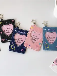 Y2K-style double-sided card holder with star pendant and lanyard keychain, Western cowboy style, can be used as a bag accessory or keychain, and can hold ID cards, star cards, bus cards, meal cards, subway cards, photos, resident cards, etc.