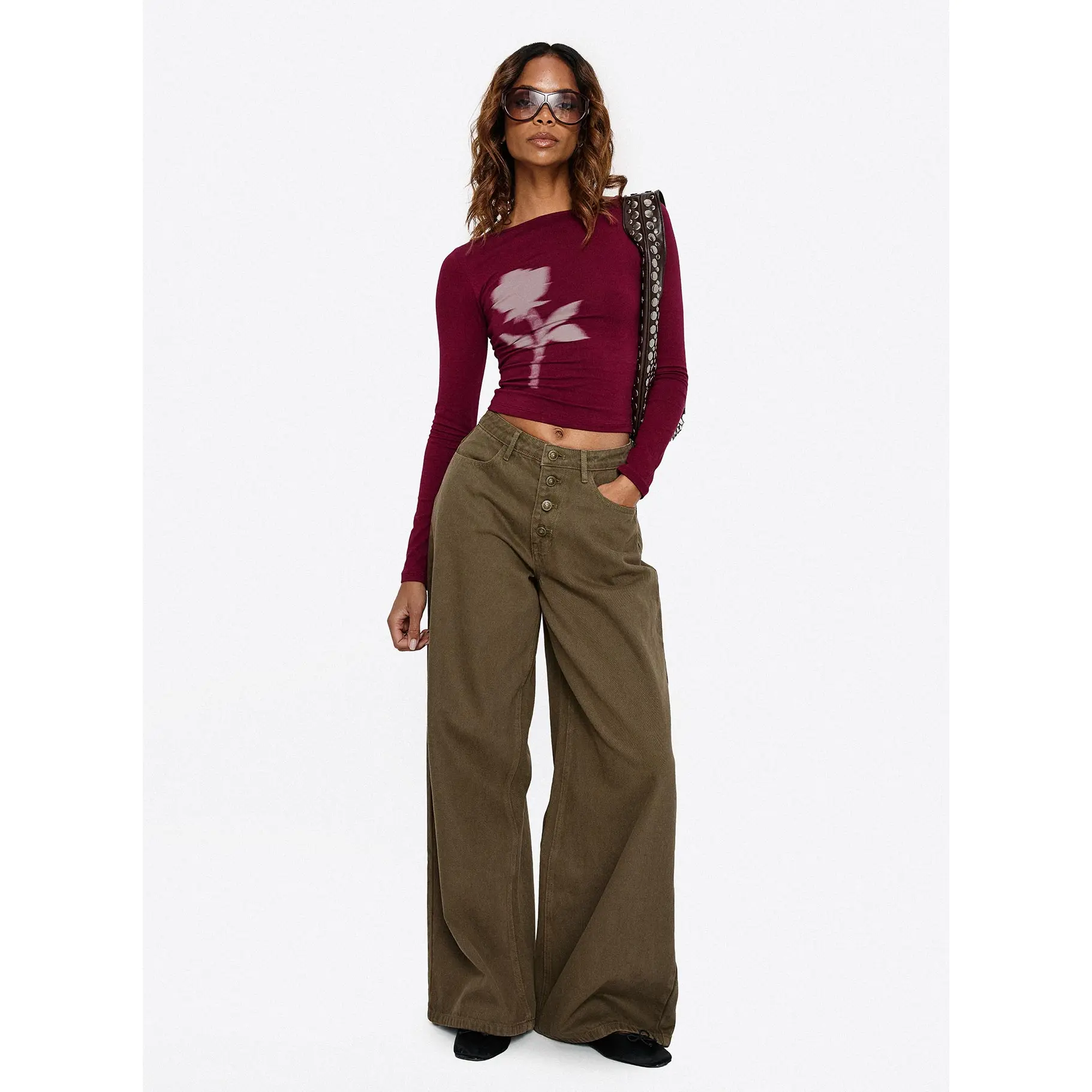 Naylor Mid Rise Wide Leg Jeans Olive Naylor Mid Rise Wide Leg Jeans Olive
