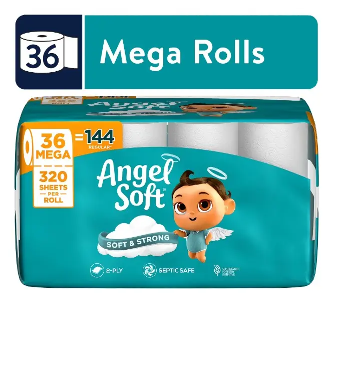 Angel Soft 2-Ply Toilet Paper, 36 Mega Rolls, 320 Sheets per Roll
