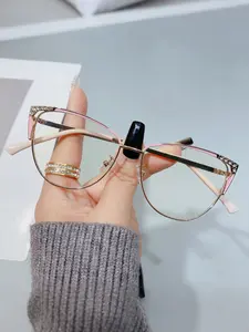 Anti Blue Light Decorative Glasses, Shaped Glasses, Fashionable Large Frame Flat Glasses, Elegant Accessories, Frame Design Suitable for Various Face Shapes