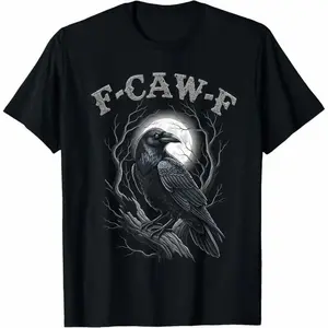 F-Caw-F Gothic Raven T-Shirt, Horror Crow Moon Graphic Sweatshirt, Spooky Halloween Dark Hoodie, Printed Shirt - 100% Cotton