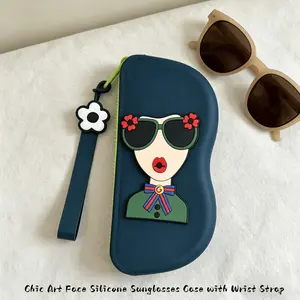1pc Waterproof Silicone Sunglasses Case with Lanyard & Zipper, Portable Soft Lightweight Eyeglasses Storage Pouch, Anti-Scratch Glasses Bag for Travel, Beach, Daily Use, Perfect Gift for Christmas, Valentine's Day, Mother's Day, Birthday