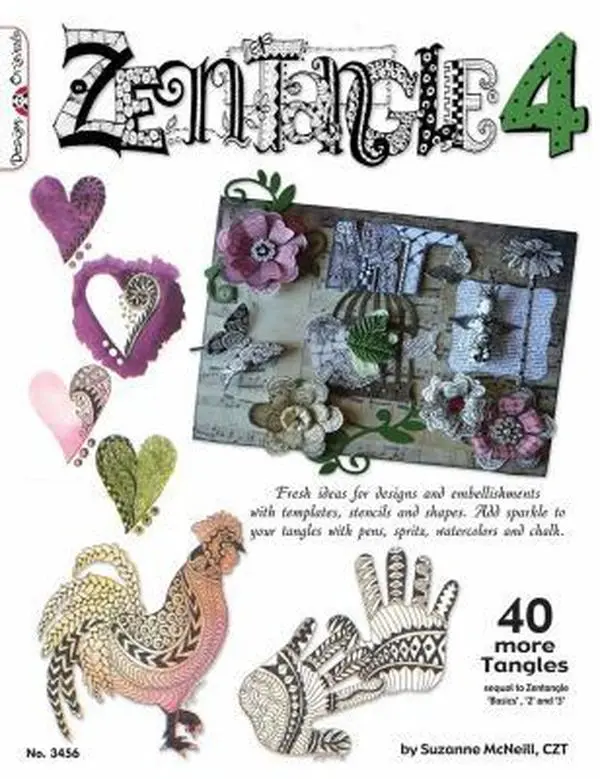 USED-Zentangle 4: 40 More Tangles (Design Originals) Techniques for Using Color in Your Zentangle Drawings to Decorate Scrapbooks, Gifts, Greeting Cards, Journals, and More by Suzanne McNeill CZT (Paperback)