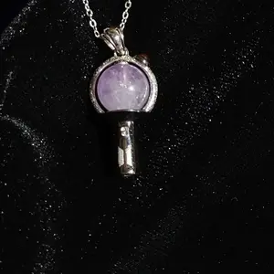 Kpop Light Stick Pendant Necklace Purple Fan Inspired Collarbone Chain Cute Concert Jewelry Gift for Music Fans World Tour Accessories