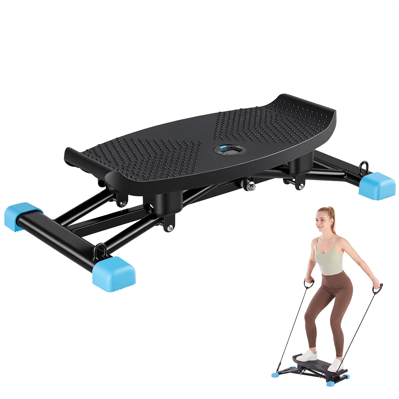 Full‑Body Slide Stepper Exercise Machine, Low‑Impact Side Glide Workout Balance Board with Resistance Bands & LCD Monitor, Home Fitness Trainer for Core Leg & Cardio Training