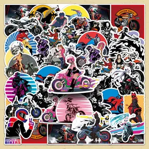 Motorcycle Pattern Sticker, 50pcs/set Creative Decorative Graffiti Sticker, DIY Decals for Water Bottle, Laptop, Phone Case, Scrapbooking, Journal Making