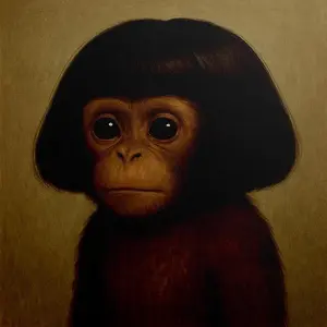 Whimsical Monkey Portrait Retro Style Animal Canvas Art Poster