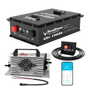 48V 100Ah Golf Cart LiFePO4 Battery with APP & Chager & Monitor, 10KW Continuous Power Lithium Battery with 200A BMS, Up to 10000+ Rechargeable Cycles, Perfect for golf cart