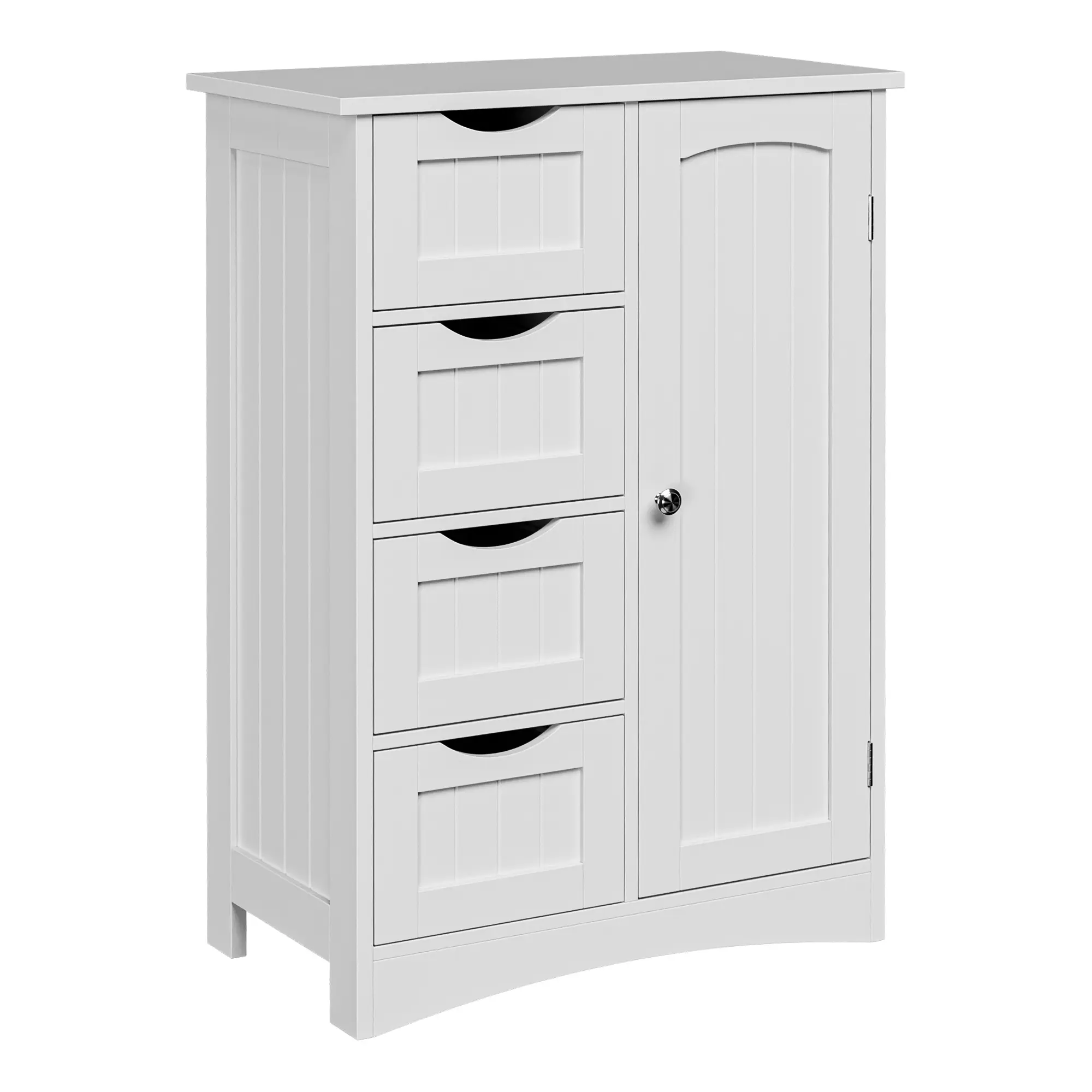 Segawe Freestanding Bathroom Floor Cabinet - Modern Moisture-Proof MDF Furniture with 4 Drawers, Adjustable Shelves, Easy Setup, Home Decor, Organizer for Bathroom, Living Room (White),summerwins