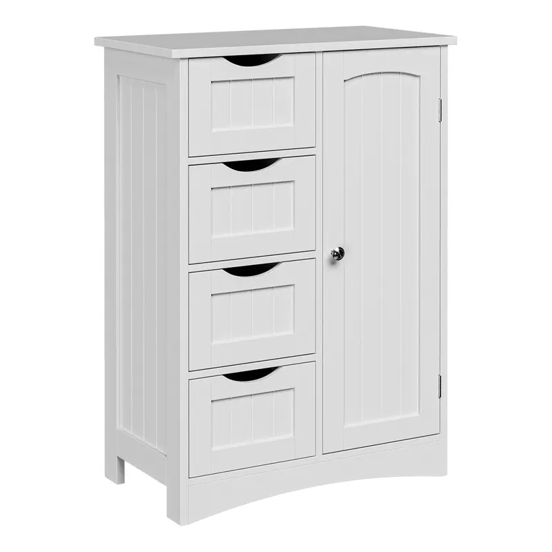 Segawe Freestanding Bathroom Floor Cabinet - 20.6"l x 11.4"w x 32.2"h, 35 lbs, Moisture-Proof MDF, 4 Drawers, Adjustable Shelf Height, Space-Saving Minimal Home Decor Organizer, All Accessories Included, Assembly Required (White)