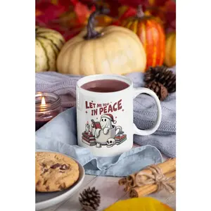 Cute Ghost Reading Books Mug, Reading Lovers Mug, Mugs for Halloween, Halloween Ghost Mug, Gift for Reader Lovers, Halloween Gift